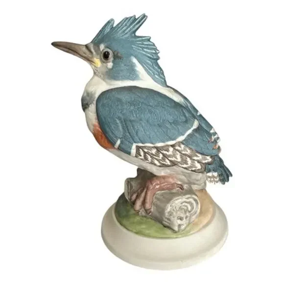 Boehm Fledgling Kingfisher Vintage Bisque Porcelain Bird Figurine